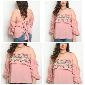 🌟🌟🌟Angela Plus XL pink open back top (DEFECTS) NWOT